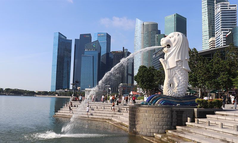 Imagen de la estatua de Merlion en Singapur