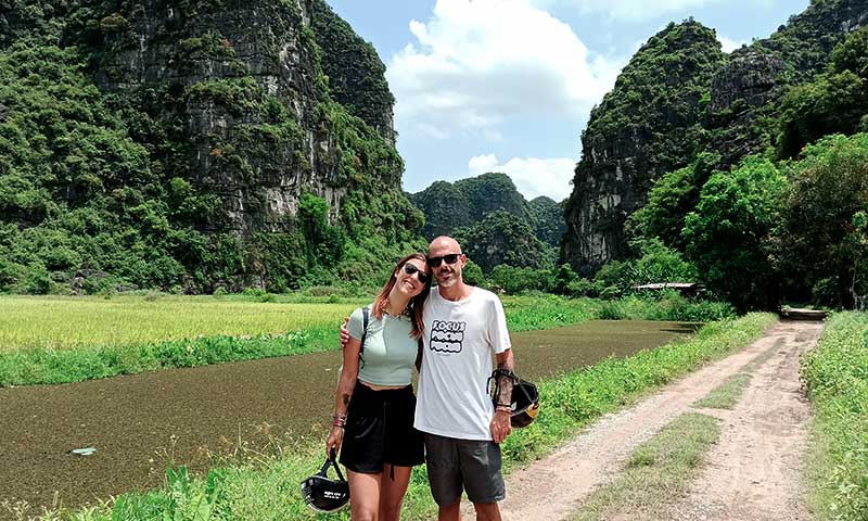 Paisaje de arrozales en Tam Coc