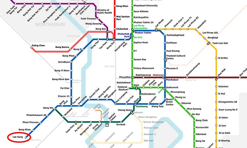 Mapa del metro de Bangkok en Tailandia